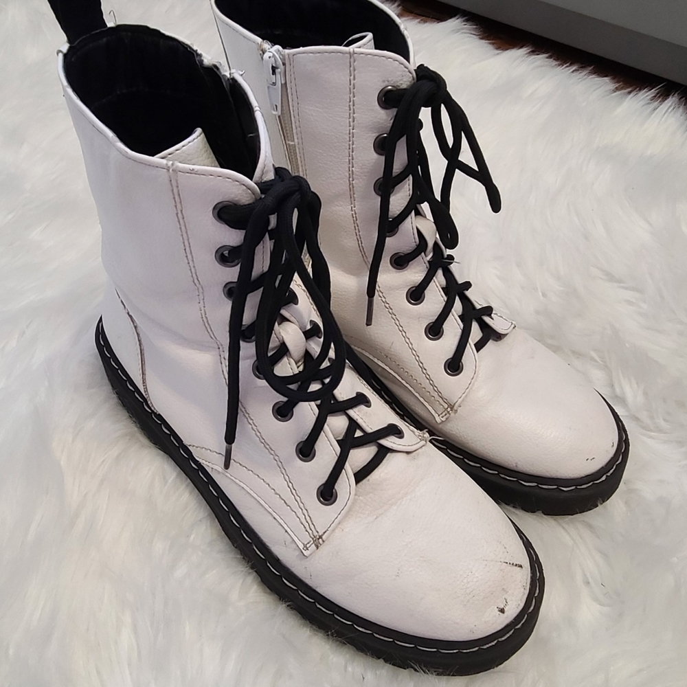 White combat boots